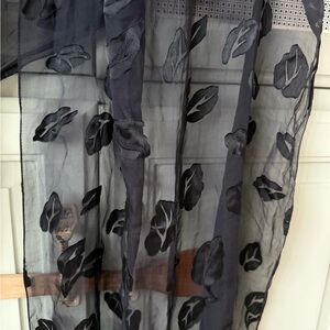 Elegant Black Sheer Leaf Shawl